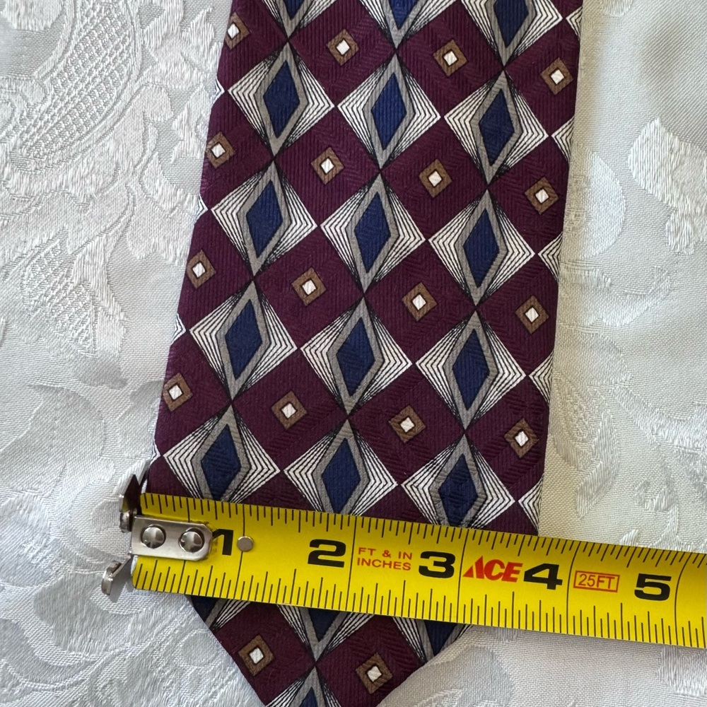 Robert Talbott Studio Maroon Blue Diamond Silk Tie Paisley USA Old Money Dapper - Picture 6 of 9